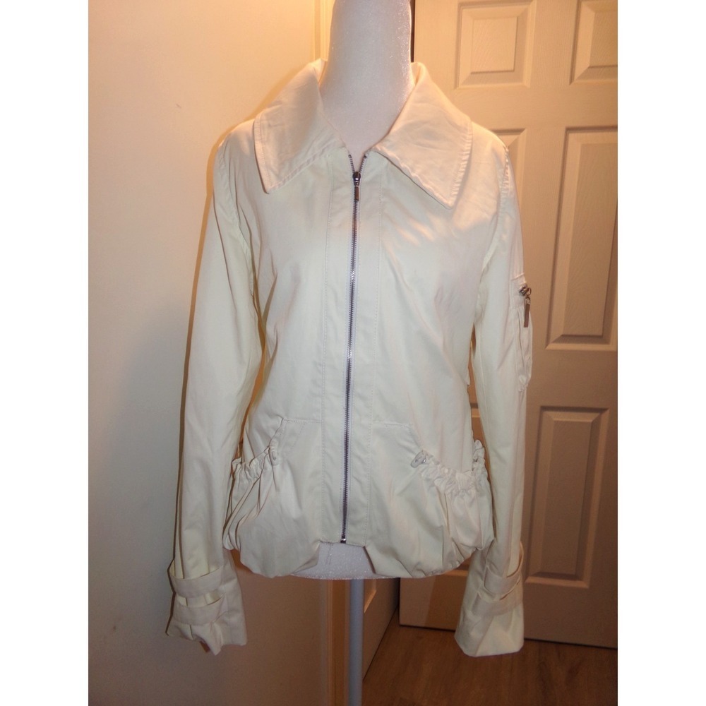 Payapa Jacket Womens Size L Packable Windbreaker White Ruched